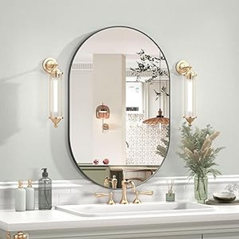 CASSILANDO Oval Mirror Bathroom Vanity Mirrors, Hang Vertically Wall Mounted, For Living Room, Bathroom, Bedroom, Entryway_voghion.com