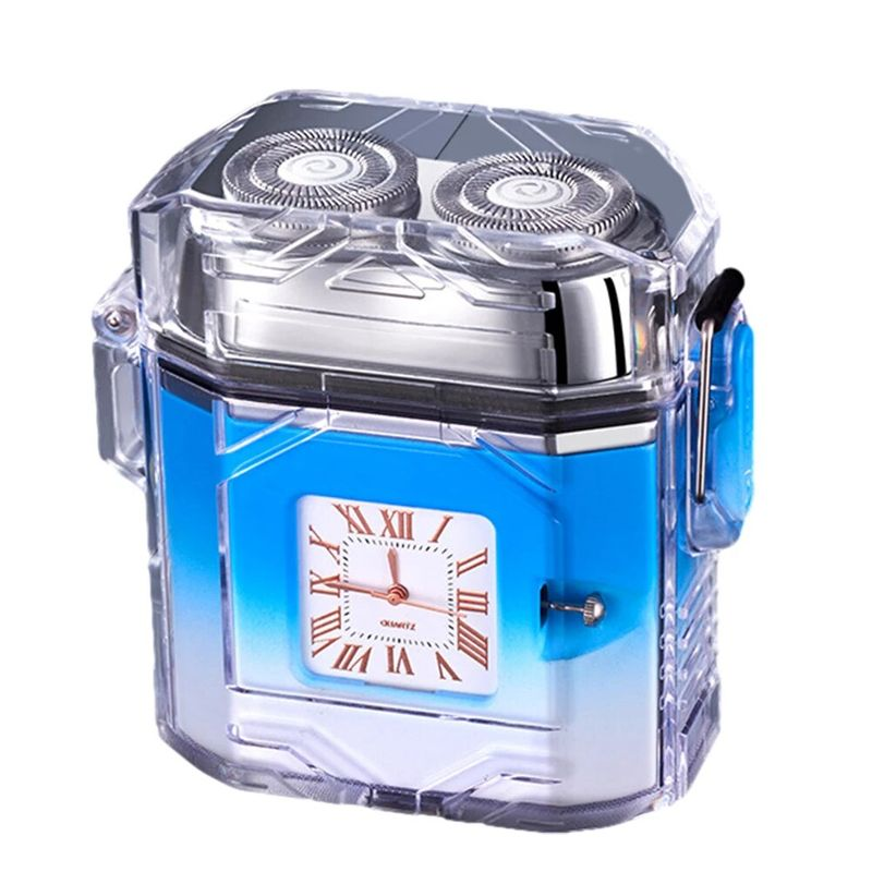 Mini rasoio elettrico ricaricabile USB a doppia testa galleggiante Rasoio per barba impermeabile con luce COB_voghion.com