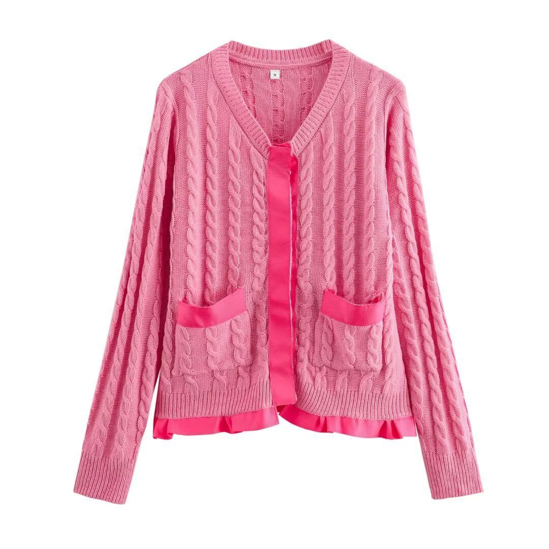 2024 Sommer Neues Damenmode-Street-Top mit offenem Kragen und Spleißpullover_voghion.com