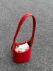 Secchio d'acqua con coulisse minimalista coreano, borsa a tracolla casual artistica rossa, cestino per verdure, madre e bambino_voghion.com
