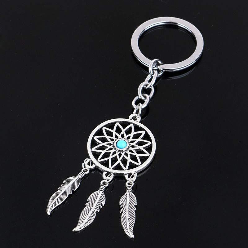 Education & Office Supplies Metal Keychain Feather Tassel Dream Catcher Keychain_voghion.com