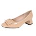 Grape Mom Studiolee ~ Klassieke knoop Dikke, zachte stijl Vierkante kop en elegante enkele schoenen met hoge hak Lente_voghion.com