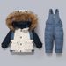 Completo invernale imbottito per bambini in stile coreano: giacca calda con cappuccio e tuta staccabile (80-110 cm, 5 colori)_voghion.com