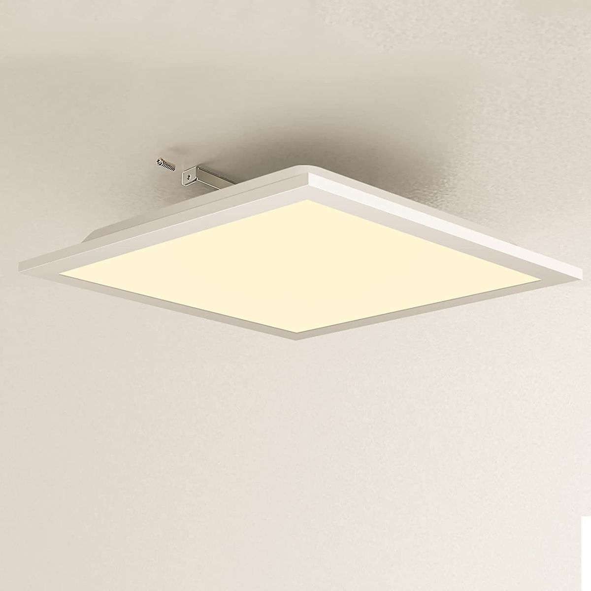 Glitzerlife LED Deckenleuchte Wohnzimmer Weiß Panel Flach 60*60CM 40W Rechteckig Deckenlampe 3000K_voghion.com