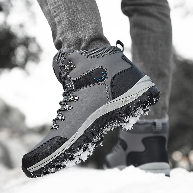 Winter Plus Plüsch Dicke Warme Schneestiefel Größe 46 Outdoor Herren High Top Nordost Baumwollschuhe_voghion.com