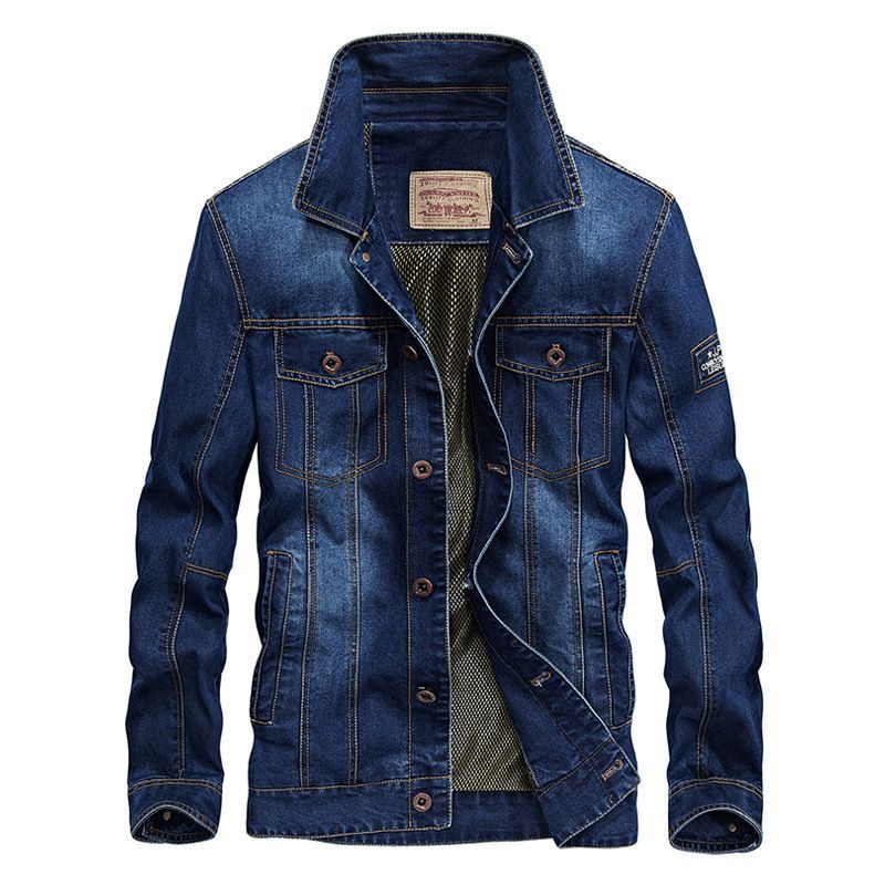 Lockere, einfache, lässige Jeans-Cargojacke für Herren_voghion.com