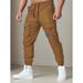 Men's Cargo Jogger Pants - Stylish Casual Workwear Trousers With Elastic Cuffs, Comfortable Polyester Fabric, Black/Dark Grey/Brown (S-XXL)_voghion.com