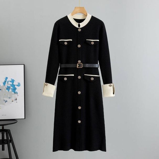 Ženska odjeća Proljetna nova ženska suknja A kroja, moderna temperamentna pletena kardigan haljina srednje duljine_voghion.com