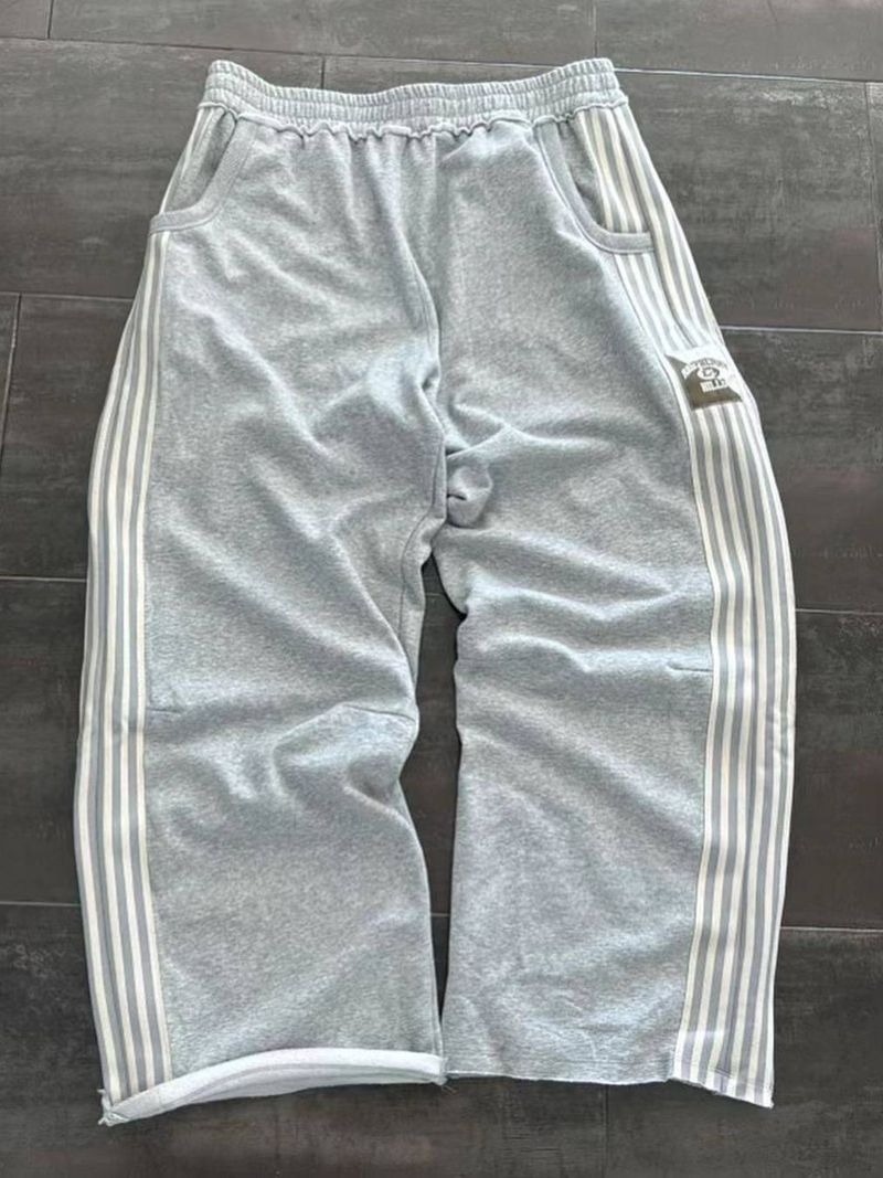 Ropa para hombre Pantalones deportivos holgados de marca de moda de calle alta Pantalones casuales viejos lavados pesados retro para hombre_voghion.com