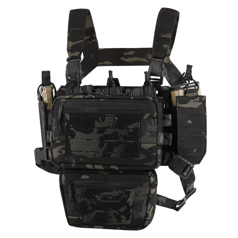 Taktik Göğüs Donanımı, Molle Modüler Mikro Dövüş Göğüs Donanımları 5.56/7.62 Şarjör Kesesi ile Ayarlanabilir Çıkarılabilir_voghion.com