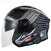 Motorcycle Half Helmet With Dual Visor & Built-in K25 Bluetooth – 3C Certified ABS Shell For Men & Women (Matte Black/Gloss Black/Gray/Silver/Blue)_voghion.com