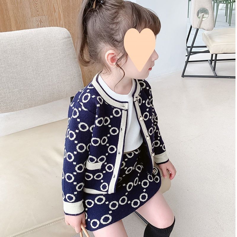Girls Sweet Sweater Knitted Two Piece Set Korean Style Children's Suit Skirt Baby Fashionable Spring And Autumn Children's Clothes_voghion.com