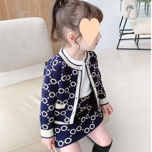 Girls Sweet Sweater Knitted Two Piece Set Korean Style Children's Suit Skirt Baby Fashionable Spring And Autumn Children's Clothes_voghion.com