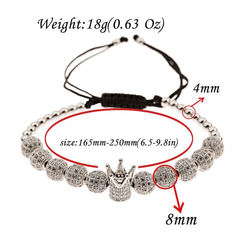 Beaded Bracelet Micro Inlaid Zircon Crown Handmade Bracelet Non Fading Bracelet_voghion.com