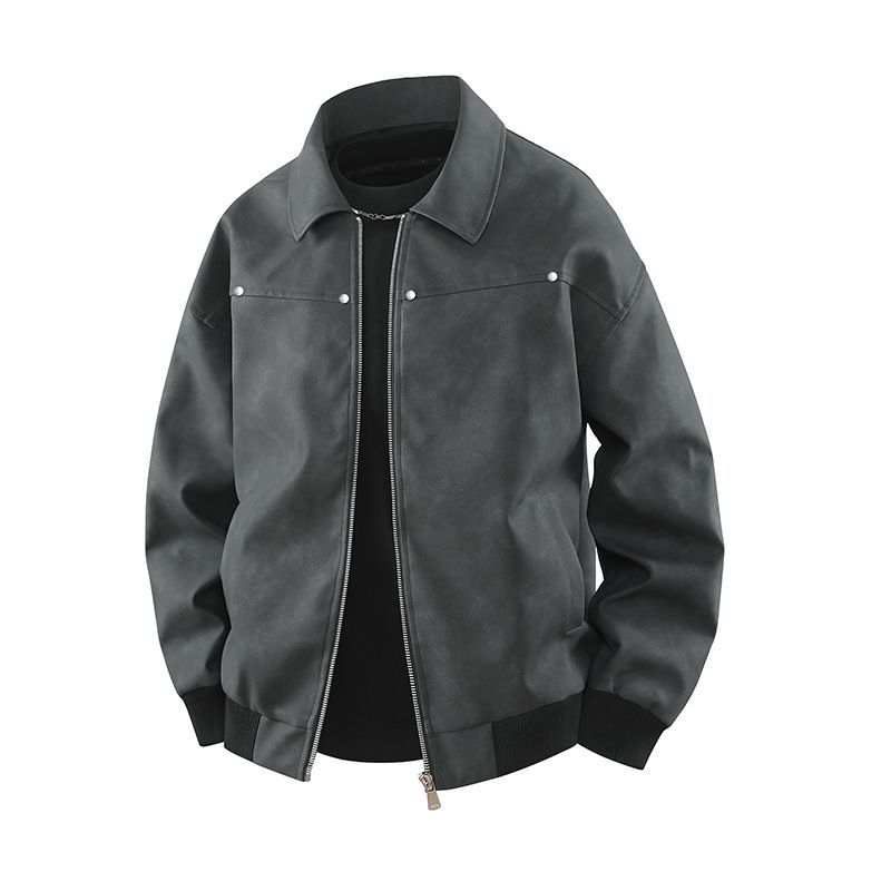 Vintage Brown Suede Leather Jacket For Men & Women - Retro Pilot Bomber Coat With Stand Collar, Lightweight & Stylish_voghion.com