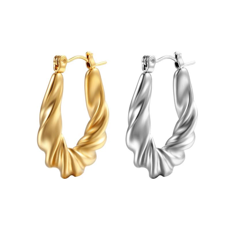 Orecchini a forma di C corta da donna, a forma di croissant, in acciaio inossidabile, placcati in oro K._voghion.com