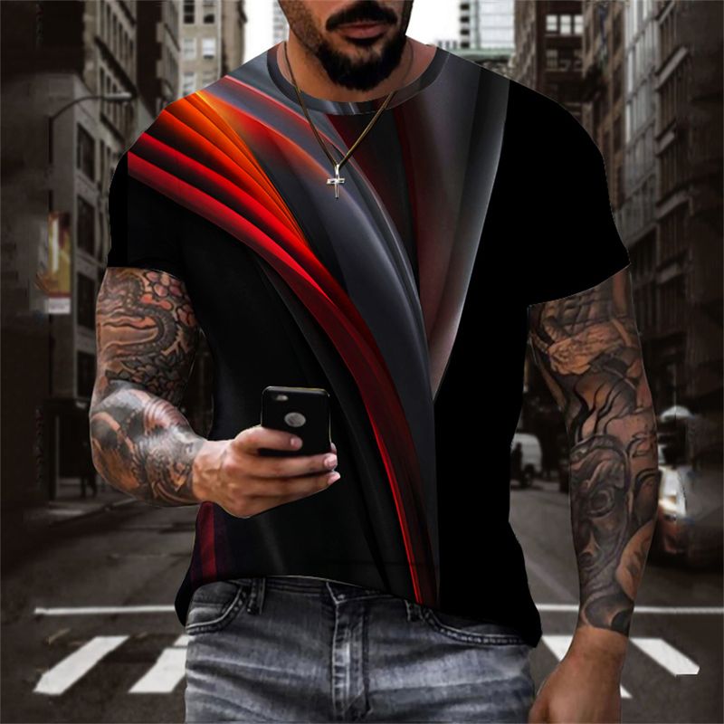 Summer men's casual fashion 3D printed T-shirt loose crew neck light short sleeve oversized T-shirt men's clothing_voghion.com
