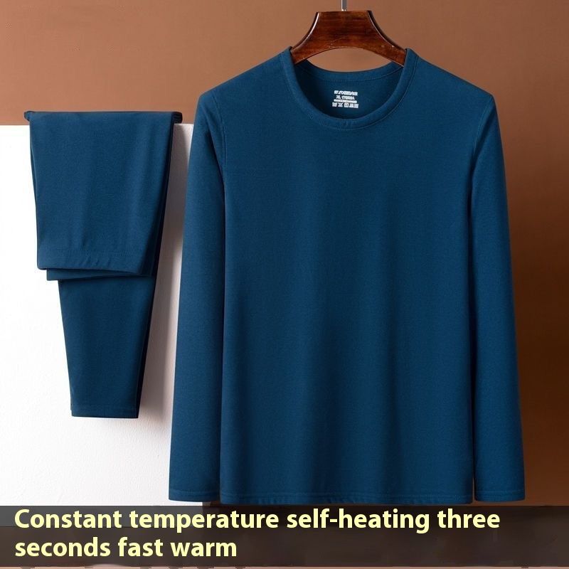 2024 Neie Ronn Hals Hierscht Kleeder Hosen fir Moud Hierscht / Wanter Doppelsäiteg Warm Underwear Männer Set Selbstänneg Heizung_voghion.com