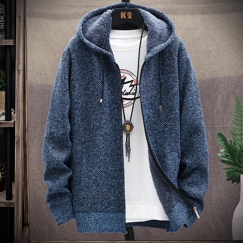Herren Strickjacke Wintermantel mit Fleecejacke Tragen Sie Pullover Herbstjacke_voghion.com