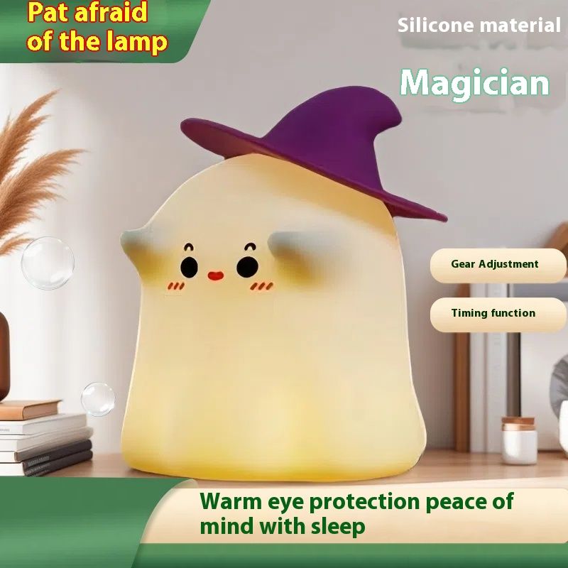 Ghost Magician Night Bedroom Bedside Lamp Cute Children's Silicone Pat Dormitory Sleep Companion Light_voghion.com