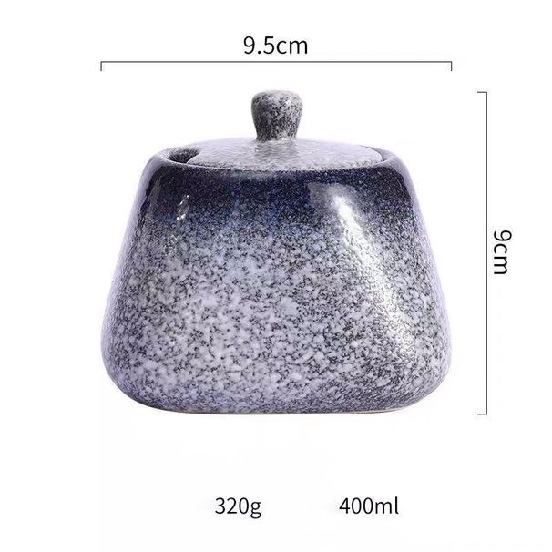 Küche Haushalt Keramik Pfeffer Salz Gewürz Gewürz Mit Deckel Löffel Einzelnen Öl-Gegossen Chili Jar_voghion.com