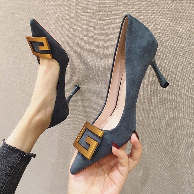 2024 spring and summer new fine-heeled professional etiquette shoes pointed toe black work shoes fashion sexy single shoes_voghion.com