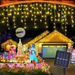 Solar-Powered Icicle Curtain Lights - Waterproof Outdoor LED String Lights With 8 Modes For Garden, Patio, And Holiday Decor_voghion.com