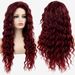 Parrucca da donna in capelli sintetici, capelli lunghi e ricci, rosso vino, trecce intrecciate, parrucca lunga in fibra sintetica_voghion.com