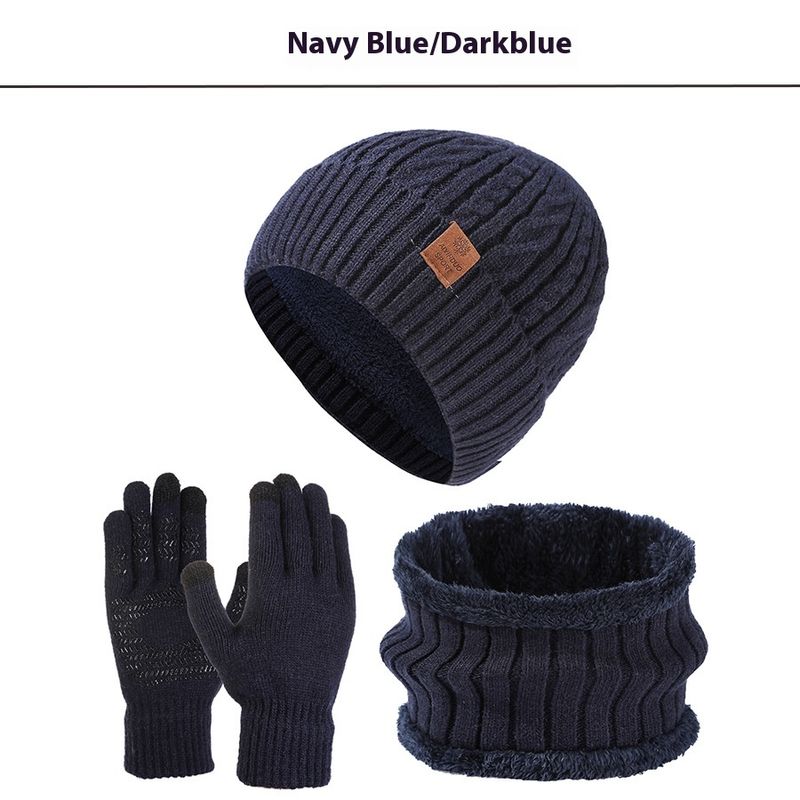 Winter scarf gloves and warm kit for men, outdoor insulation with fleece ear protection, knitted hat, European and American warm hat
_voghion.com