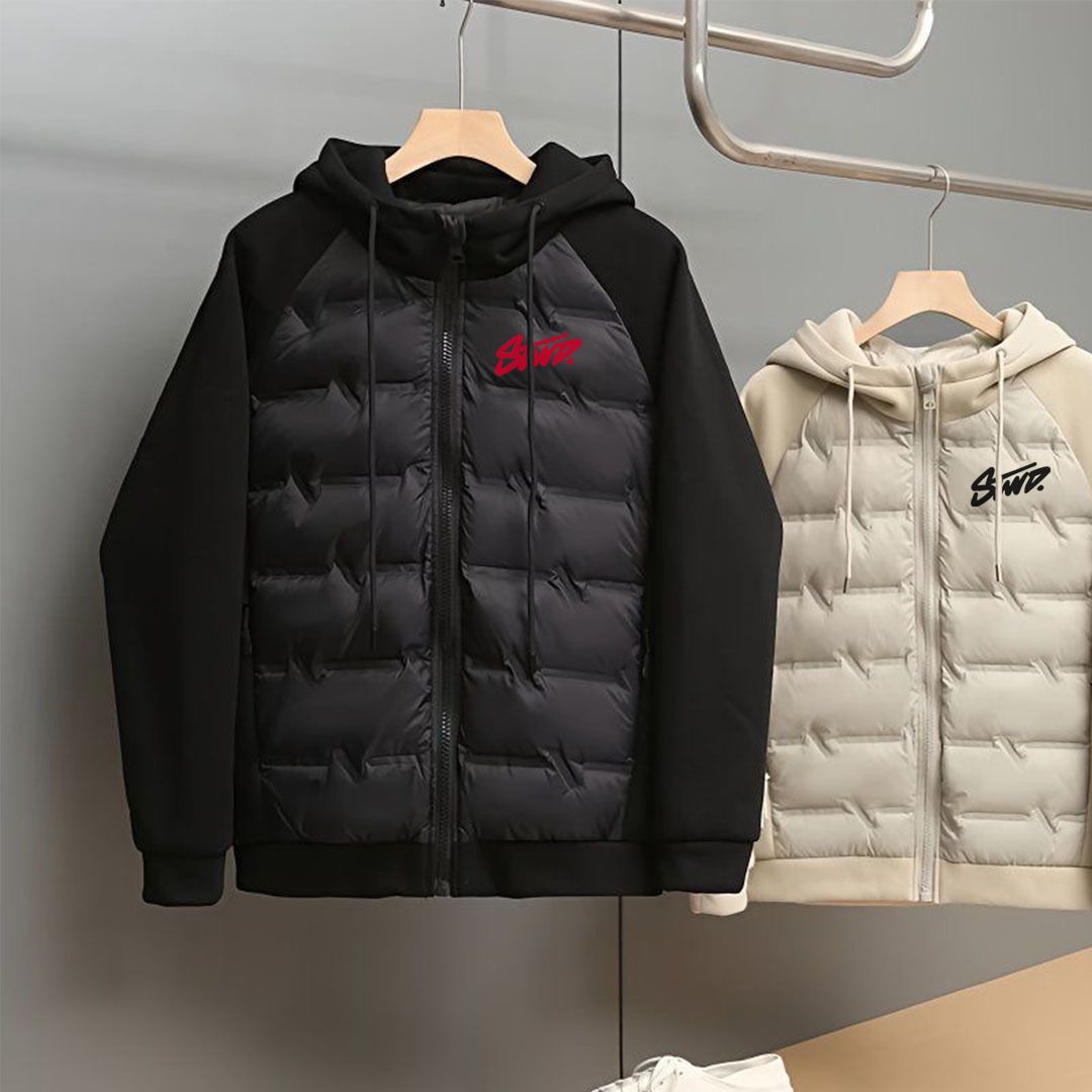 Herrenbekleidung Hochwertige Buchstabendruckmuster Kapuzenjacke aus warmer, dicker Baumwolle_voghion.com