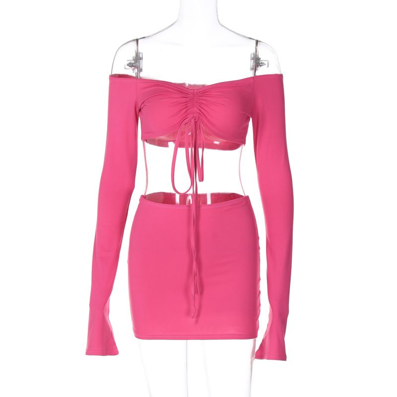 Ropa de mujer de estilo europeo americano, novedad de verano 2024, conjunto de falda ajustada con cordón atado a la moda y sexy_voghion.com