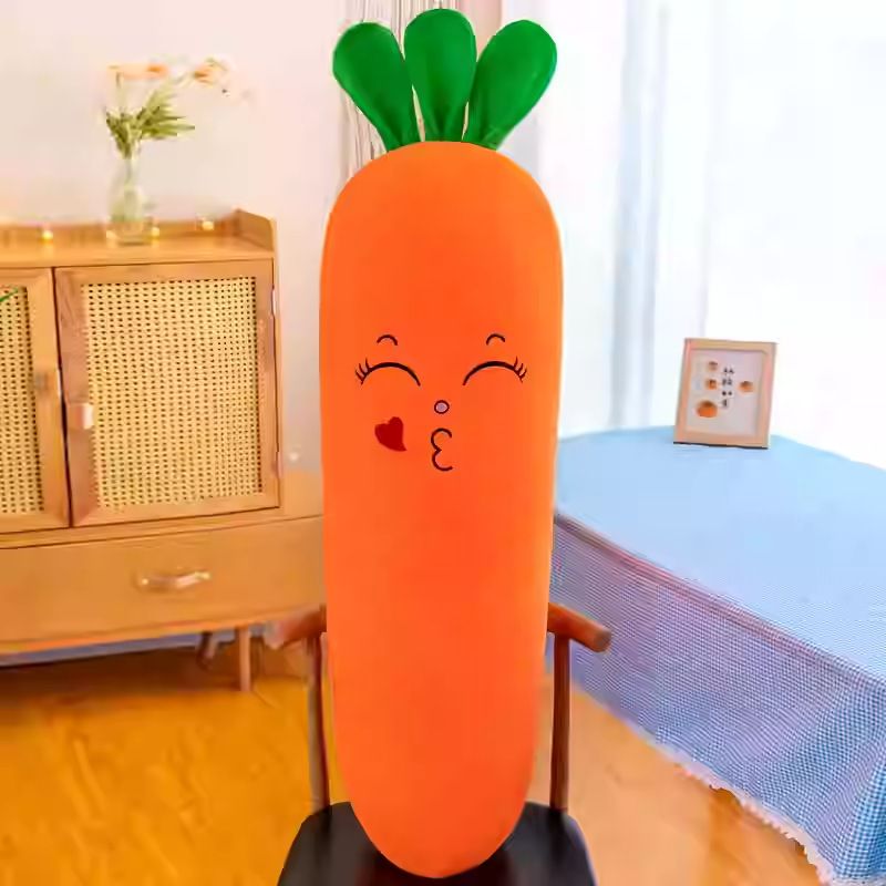 Carrot Long Strip Pillow, Sleeping In Bed Cute Bunny Plush Toys, Girl Dolls, Summer_voghion.com