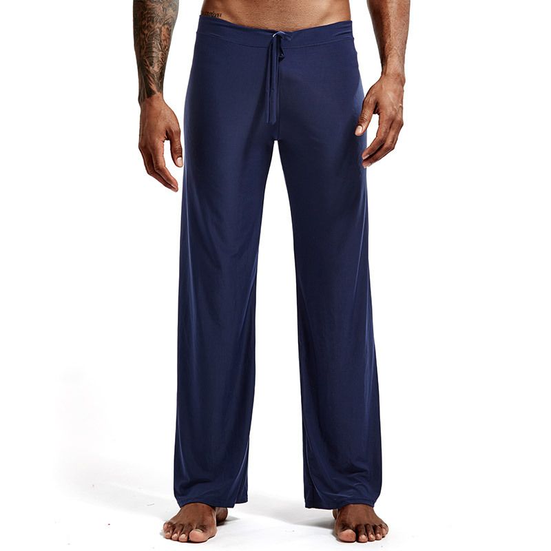KSS/SECRET Men's Home Pants Pajama Pants Solid Color Loose Ice Silk Polyester Plus Size Yoga Pants For Home Leisure_voghion.com