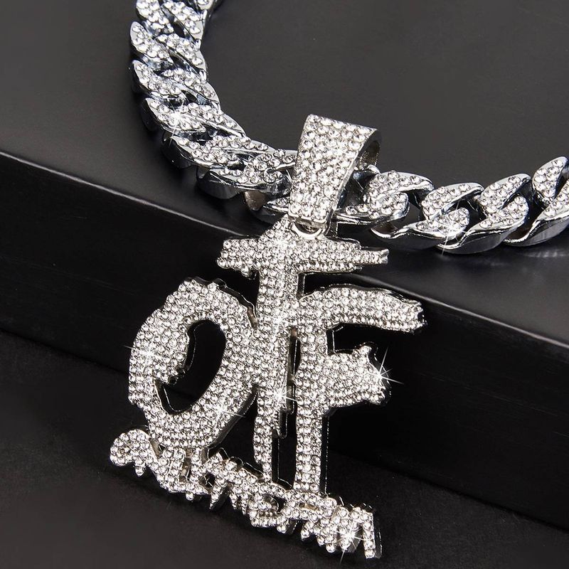 Fashion Full Diamond Hip Hop Men's Necklace Jewelry OTF Pendant_voghion.com