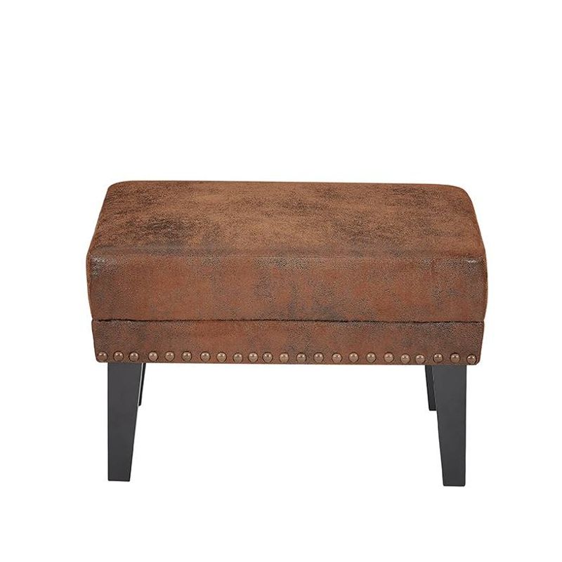 Mirod Vintage Distressed Ottoman With Nailhead Trim And Solid Wood Legs, Classic Upholstered Footrest For Living Room, Bedroom Or Study_voghion.com