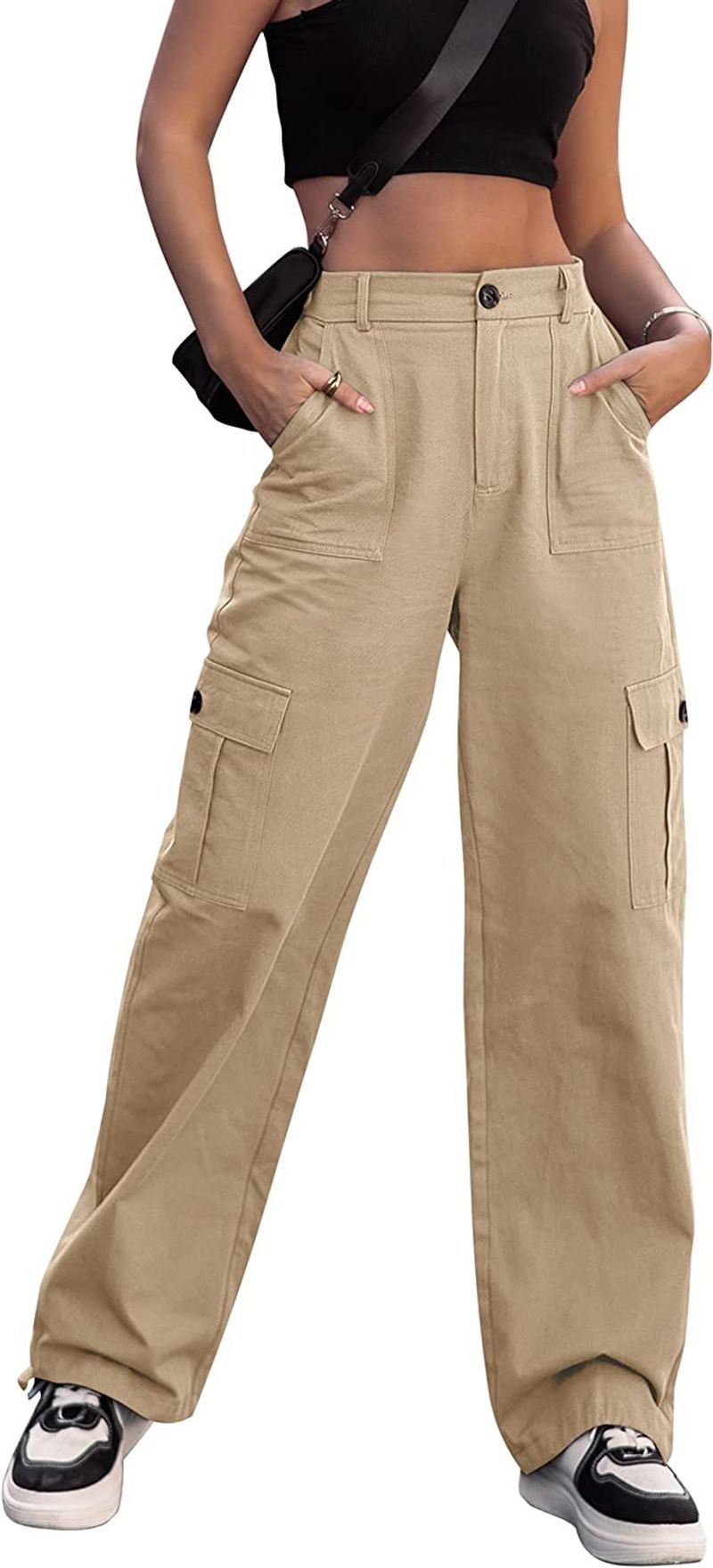 Women's Clothing button high waist wide leg overalls _voghion.com