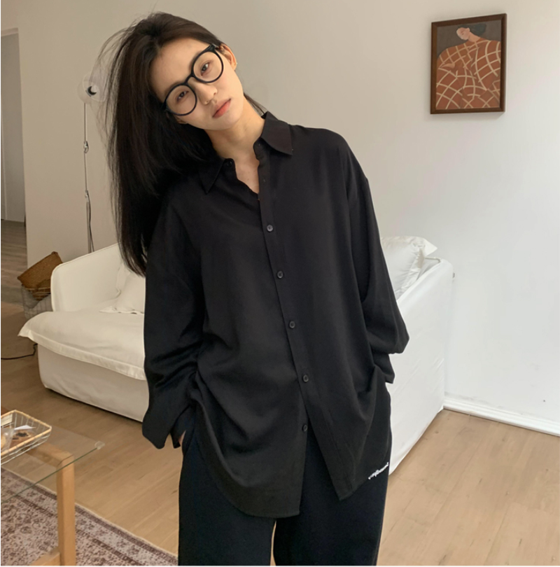 Idle Ice Silk Plus Size Loose Women's Smooth Thin And All-Matching Boyfriend Style Sun Protection Clothing Cardigan_voghion.com