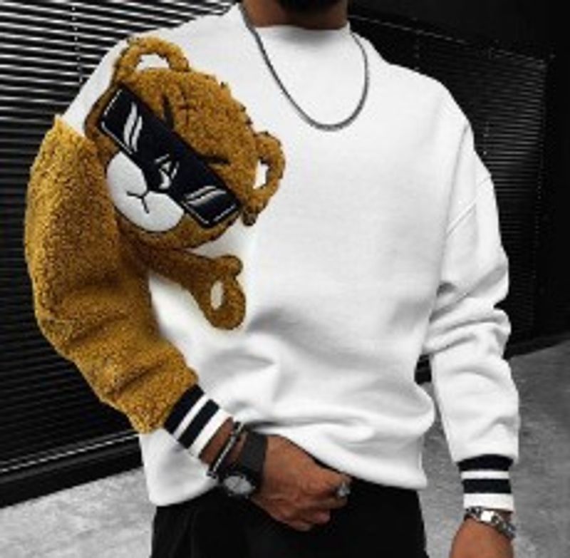 2025 neue herren Sweatshirt Bär In Schwarz Langarm Jacke Herbst/Winter Fleece-Gefüttert Sweatshirt Casual_voghion.com