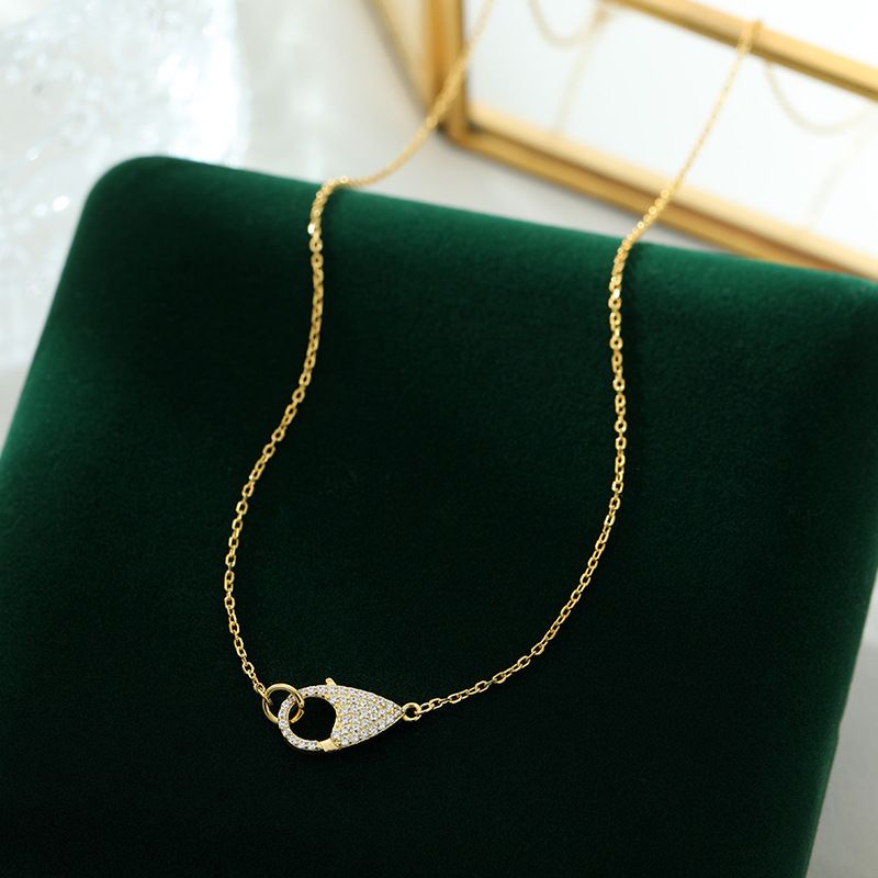 Collana con ciondolo geometrico di lusso Banyan Tree in argento S925, con chiusura a moschettone, zircone, catena per clavicola, design avanzato, stile francese leggero._voghion.com