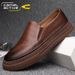 German Camel Dynamic 2022 Herbst Neue Business Casual Slip-On Flache Arbeitslederschuhe Dicke Sohle Versteckter Absatz_voghion.com