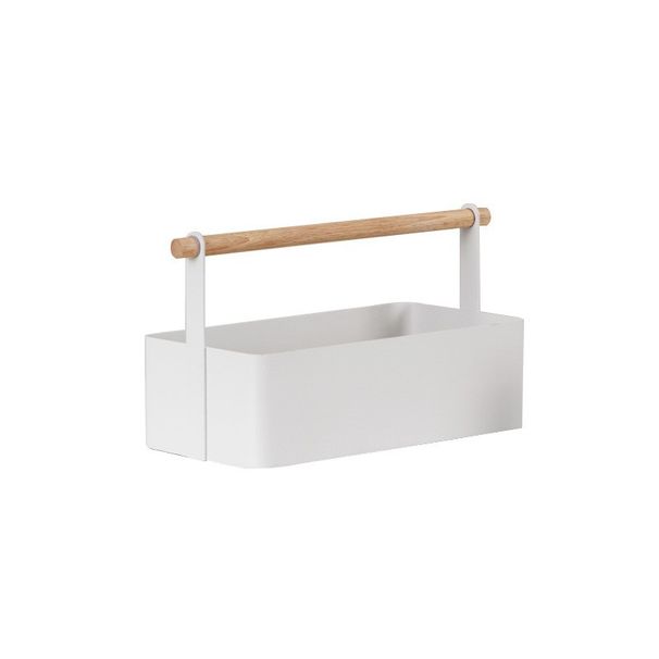 Wabi-Sabi Minimalist Iron Storage Box With Wooden Handle | Multi-Functional Organizer For Cosmetics, Snacks & Accessories_voghion.com