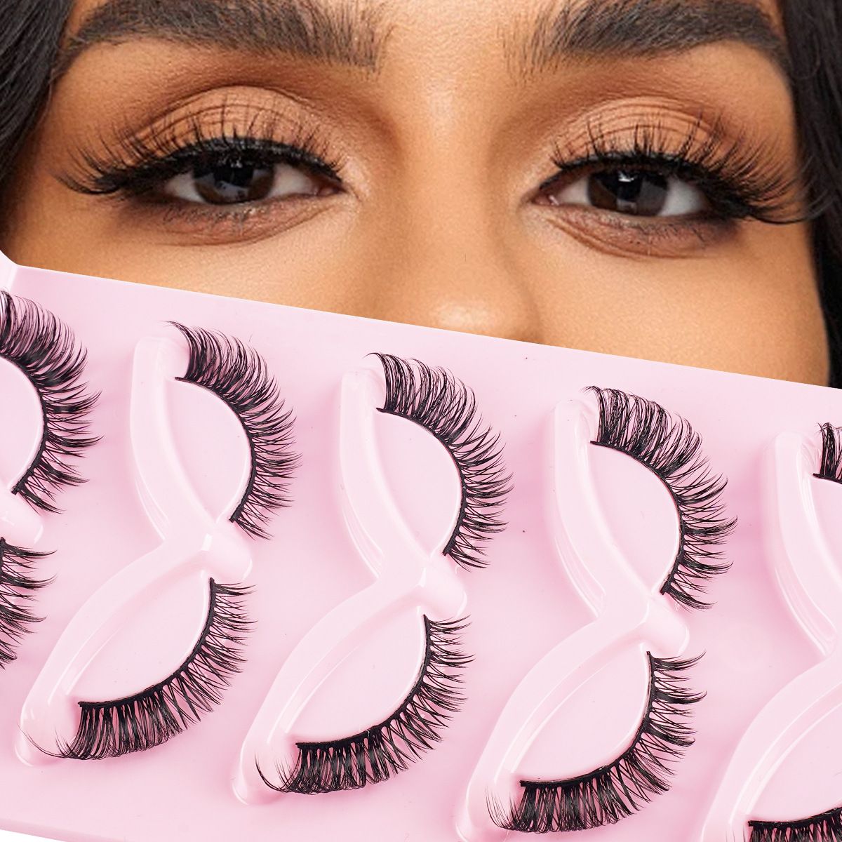 Faux cils à bande épaisse - Tenue forte pour les paupières monolides, look volumineux et texturé (bande complète, style vaporeux et désordonné, effet audacieux et spectaculaire)_voghion.com