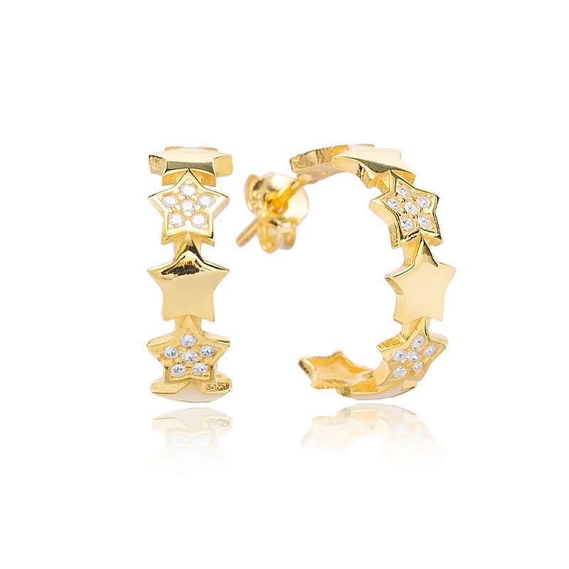 Orecchini da donna in argento S925 con diamanti a forma di stella a cinque punte, versatili e dal design carino._voghion.com