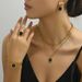 Ins high-end double-layer stacked black square necklace earring set light luxury niche bracelet index finger ring_voghion.com