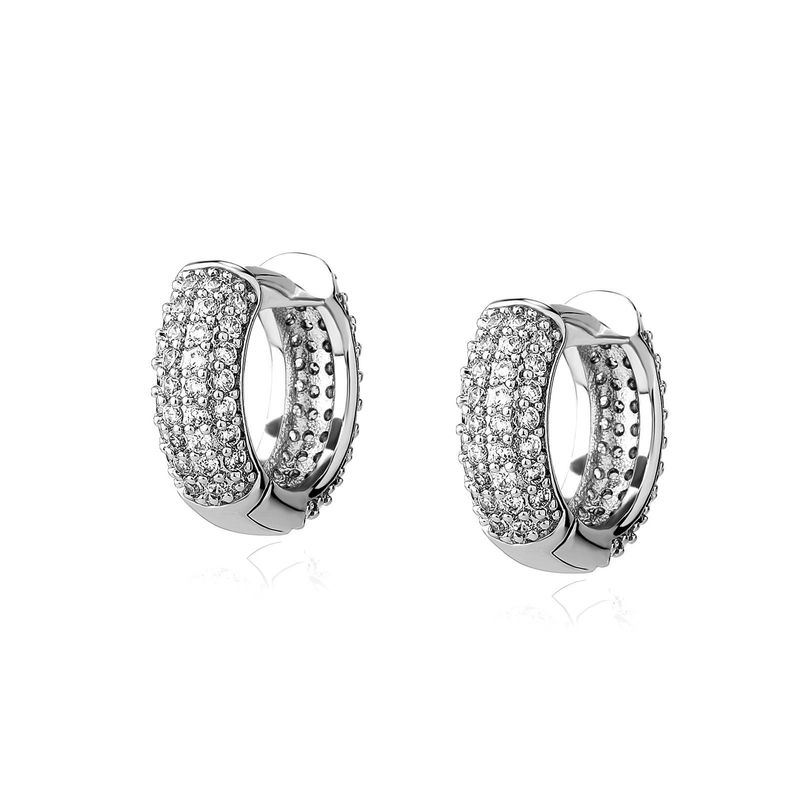Summer New Hip Hop Four Row Full Diamond Earrings High End Simple Earrings Men And Women_voghion.com