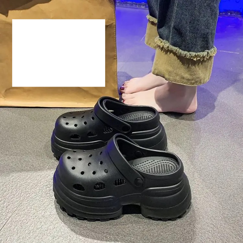 Nieuwe dikke zolen met hoge hakken voor dames in de herfst en zomer, superdikke zolen met hoogteverhogende EVA zachte antislip sandalen met gesloten neus_voghion.com