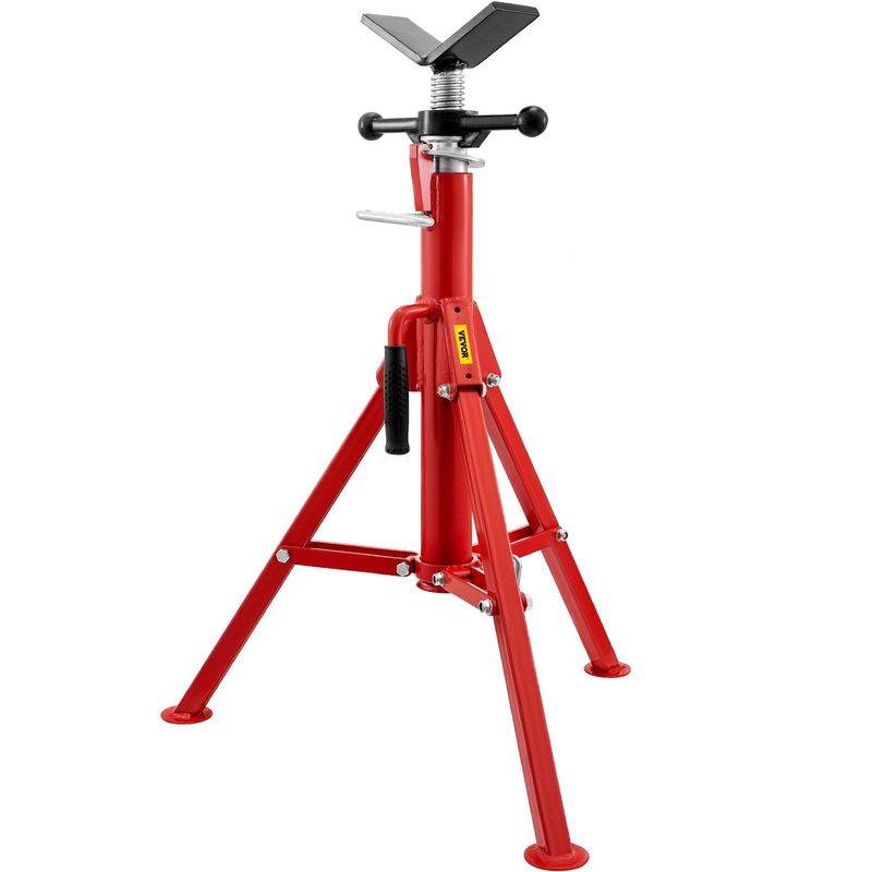 VEVOR V Head Pipe Stand 1/8"-12" Capacity,Adjustable Height 28"-52,Pipe Jack Stands 2500 lb. Load Capacity,Portable Folding Pipe Stands, Carbon Steel_voghion.com