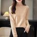 New Spring Pullover Knit Sweater 2024 Korean Version Solid Color Long Sleeve Base Shirt For Women Half High Collar_voghion.com