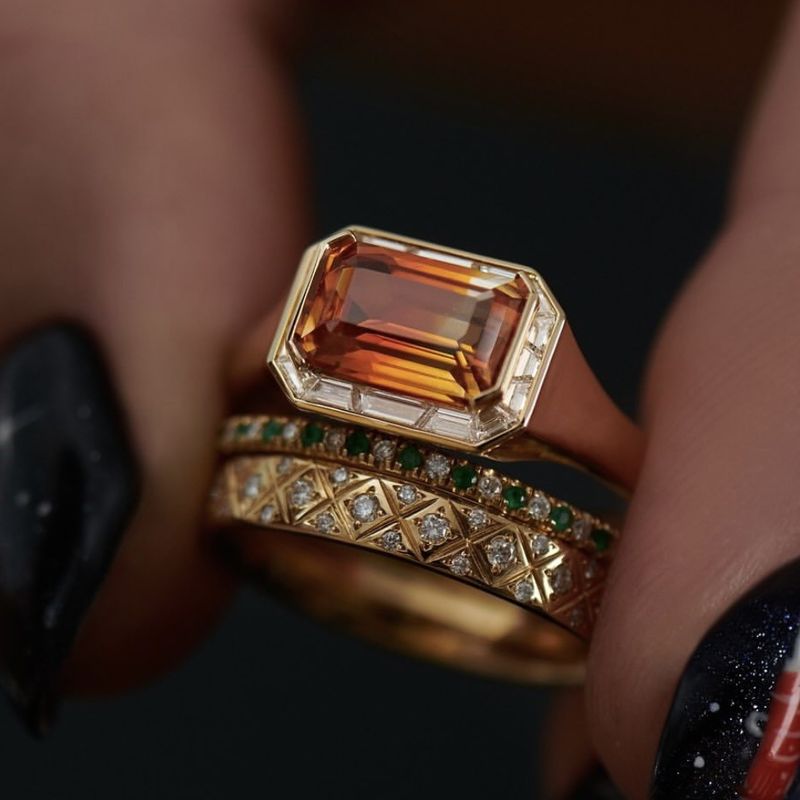 gold Three Piece Ring Ins Women's Set Jewelry_voghion.com