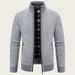 Herren Slim Strickpullover Jacke Winter Verbesserte Fleece Gefüttert Stehkragen Lässiger Pullover Thermo Oberbekleidung_voghion.com